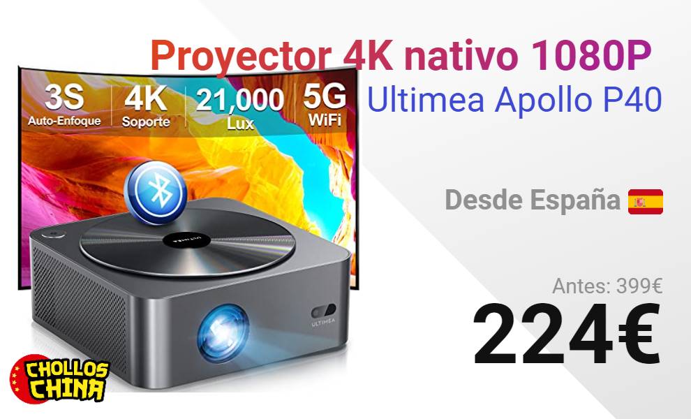 Proyector 4K Ultimea Apollo P40 nativo 1080P por 224€ - cholloschina