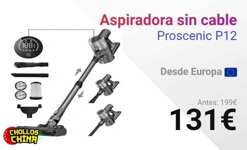 Aspiradora sin cable Proscenic P12 por 131€ - cholloschina