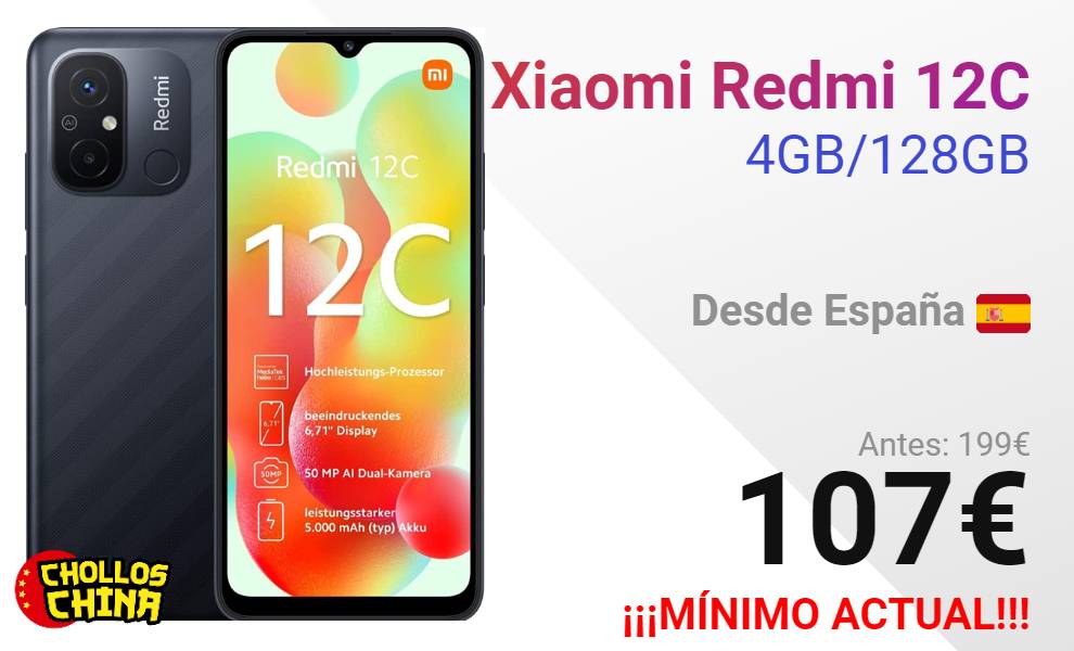 Xiaomi Redmi 12C 4GB/128GB por 107€ - cholloschina