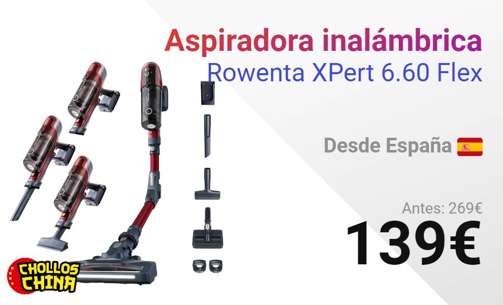 Aspiradora inalámbrica Rowenta XPert 6.60 Flex por 139€ - cholloschina