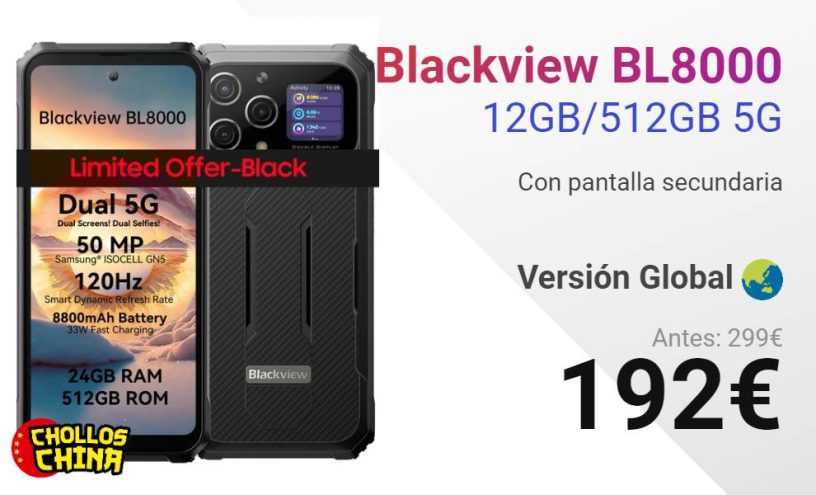 Blackview BL8000 5G 12GB/512GB por 192€ - cholloschina