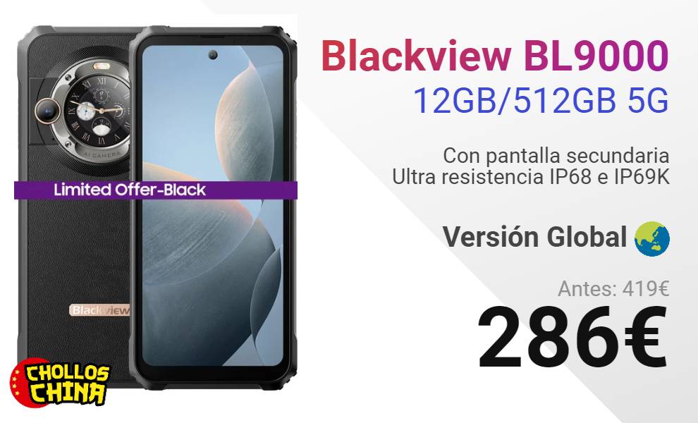 Blackview BL9000 5G 12GB/512GB por 286€ - cholloschina