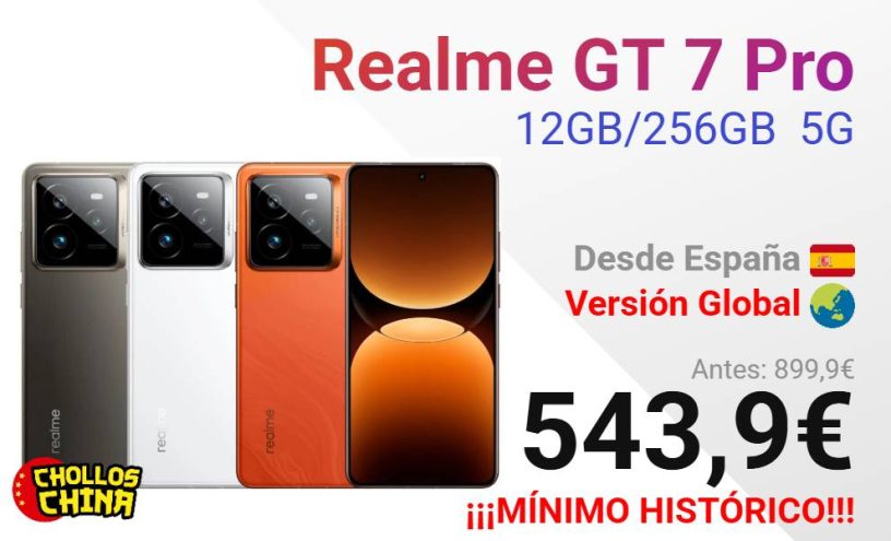 Realme GT 7 Pro 5G de 12GB/256GB por 543,9€