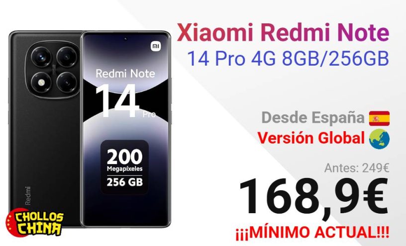 Xiaomi Redmi Note 14 Pro 4G 8GB/256GB por 168,9€