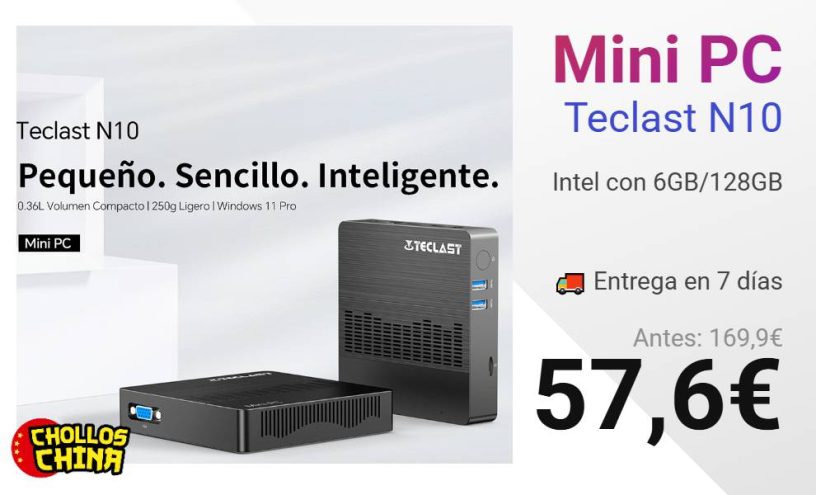 Mini PC Teclast N10 6GB/128GB por 57,6€