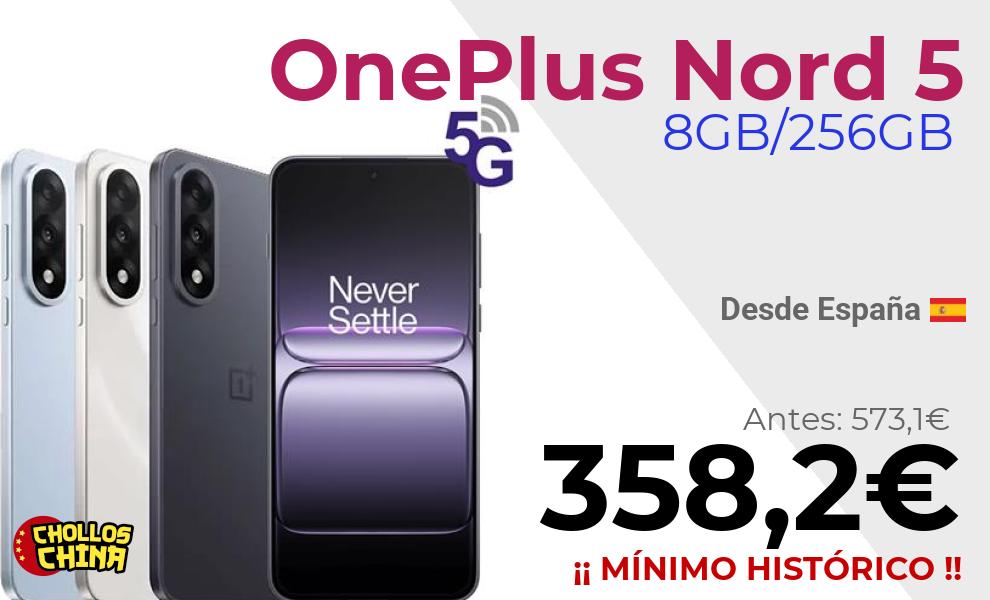 OnePlus Nord 5 5G Snapdragon 8s Gen 3 8GB/256GB por 358,2€