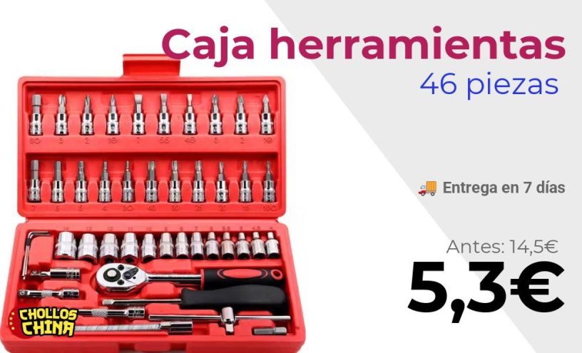 Caja de herramientas de trinquete 46 piezas por 5,3€