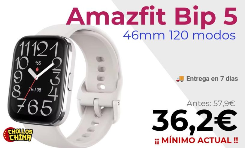 Reloj inteligente Amazfit Bip 5 Unity por 36,2€