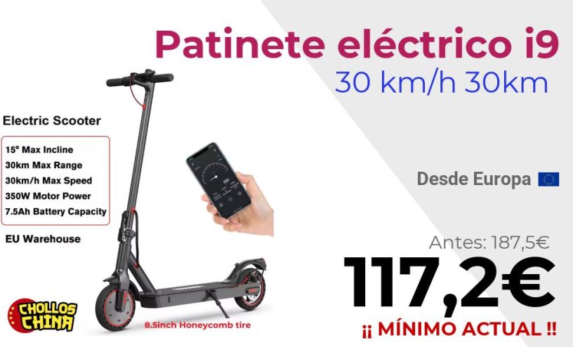 Patinete eléctrico i9 350W 7,5Ah por 117,2€