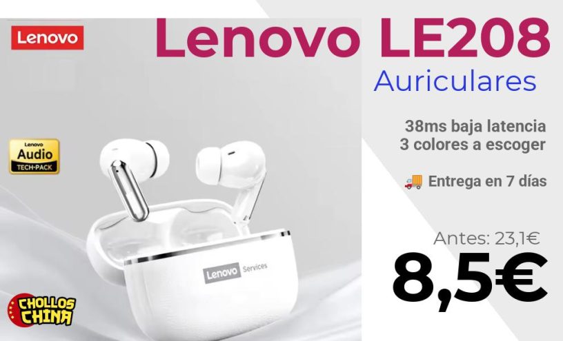 Auriculares Lenovo LE208 TWS Bluetooth por 8,5€