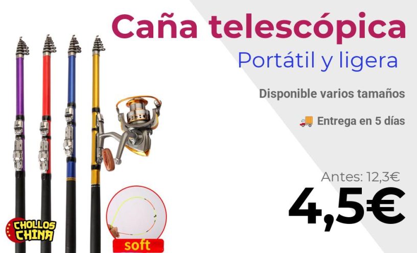 Caña de pescar telescópica portátil por 4,5€