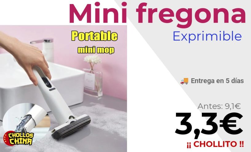 Mini fregona exprimible plegable por 3,3€