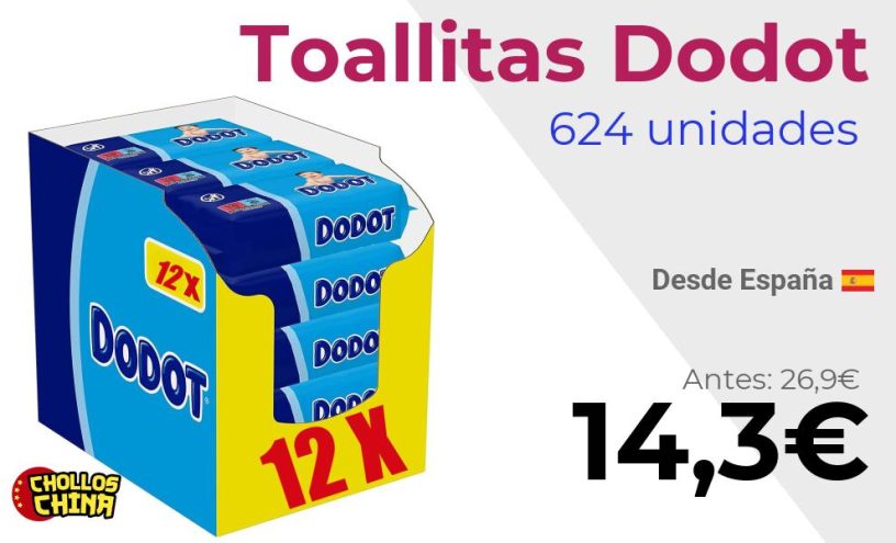 Pack de 12 paquetes de toallitas Dodot por 14€