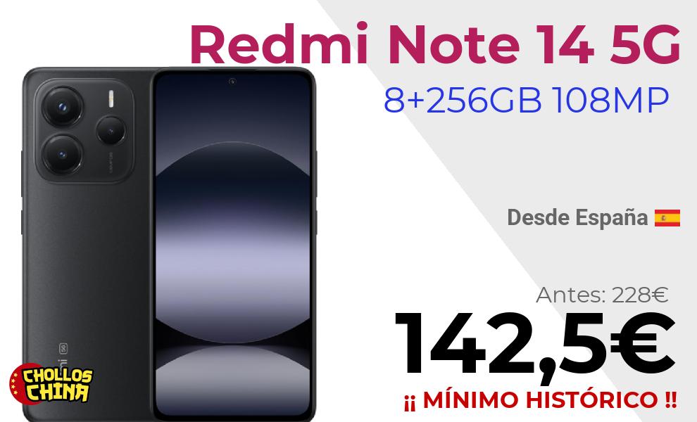 Redmi Note 14 5G 8+256GB por 142,5€