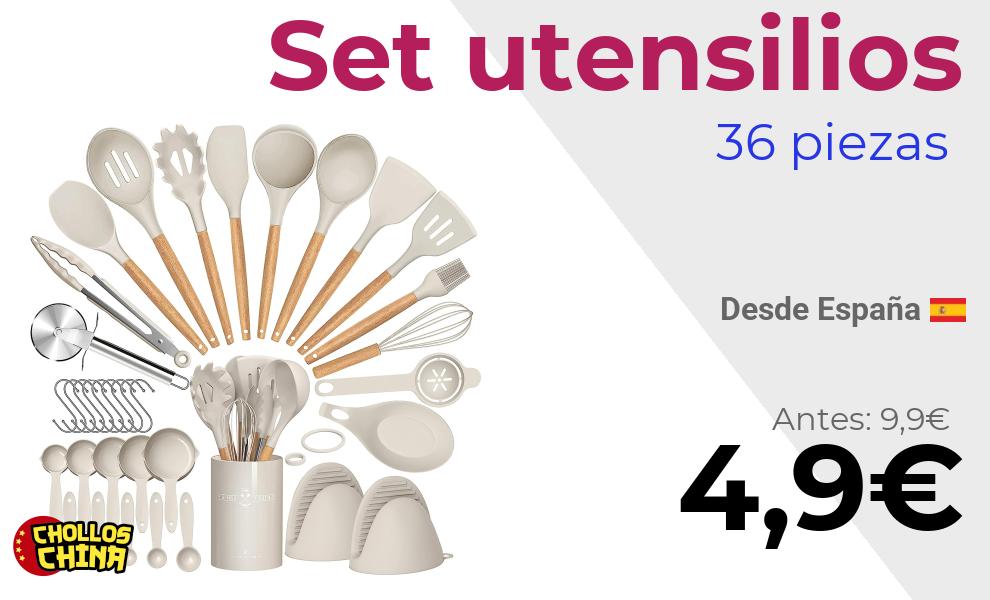 Set utensilios cocina silicona 36 piezas por 4€