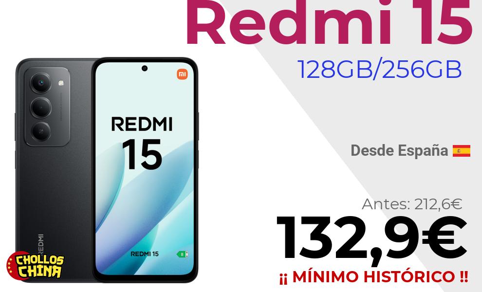 Redmi 15 6GB/128GB y 8GB/256GB por 132,9€