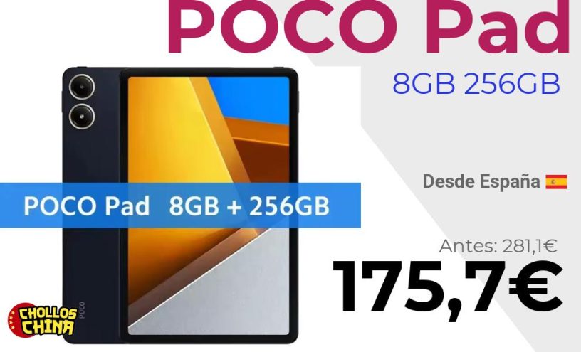 Tablet POCO Pad 8GB 256GB por 175,7€