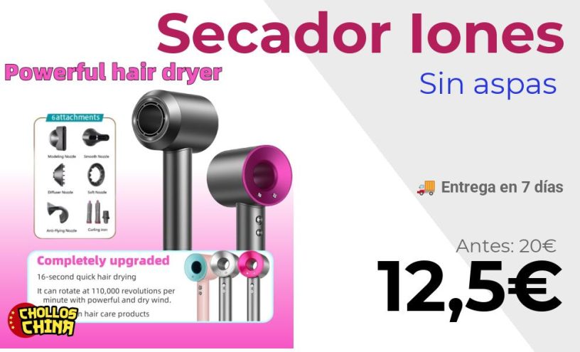 Secador de alta velocidad con iones por 12,5€
