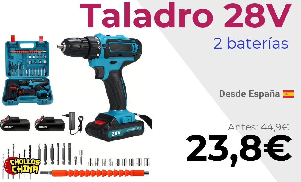 Taladro inalámbrico 28V con 2 baterías por 23€