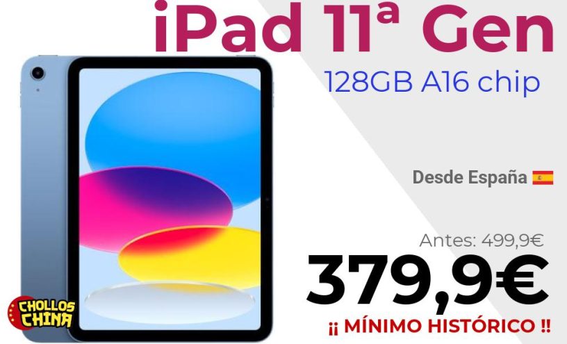Apple iPad 11ª Gen 128GB Wi-Fi por 379,9€
