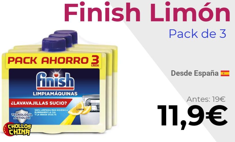 Limpiamáquinas Finish Limón Pack 3 por 11,9€