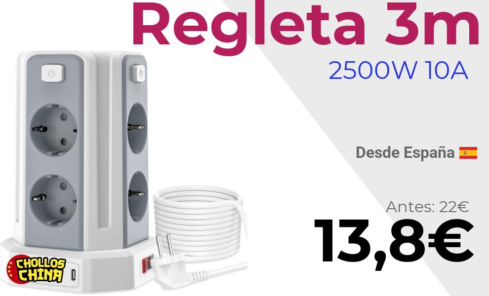 Regleta de alimentación con USB y USB C por 13,8€