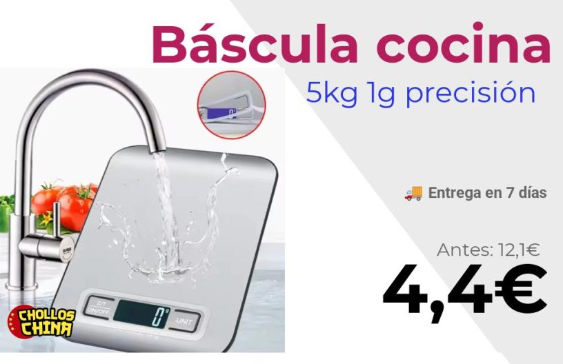 Báscula digital de cocina acero inoxidable por 4,4€