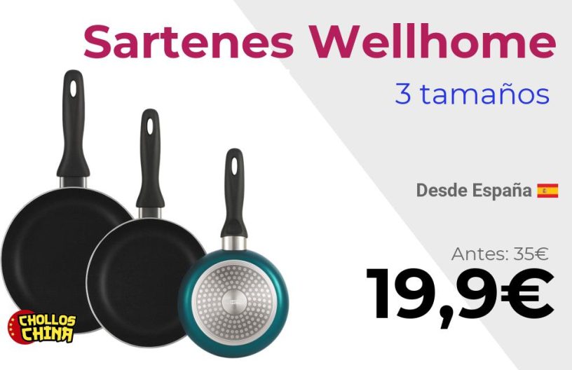 Juego de sartenes Wellhome en aluminio por 19€