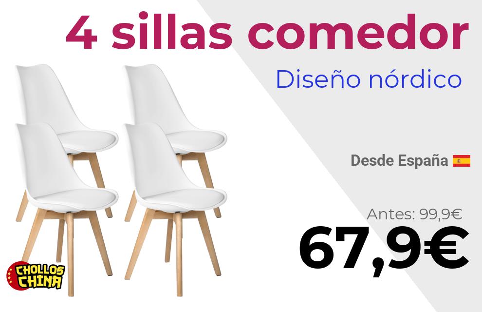 Pack de 4 sillas comedor T-Lovendo por 67€