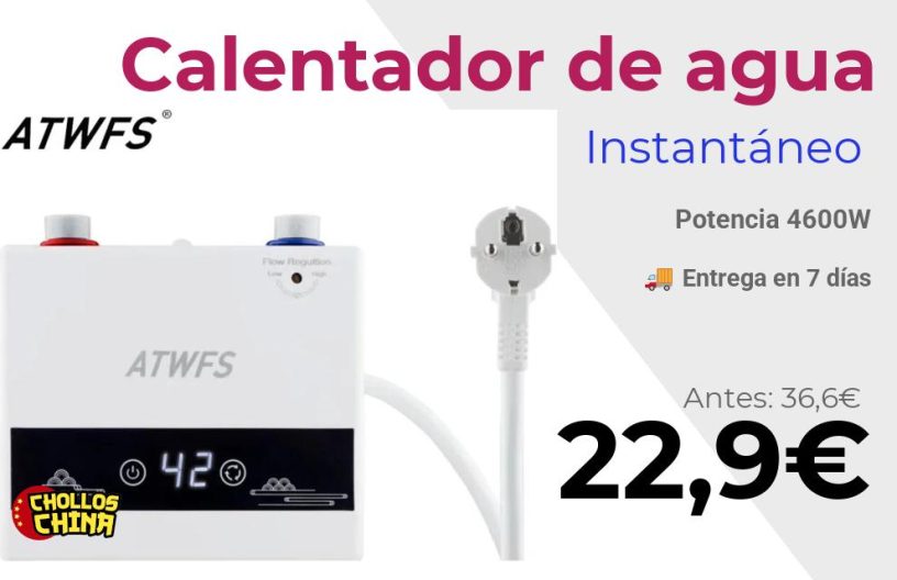 Calentador de agua instantáneo 4600W por 22,9€