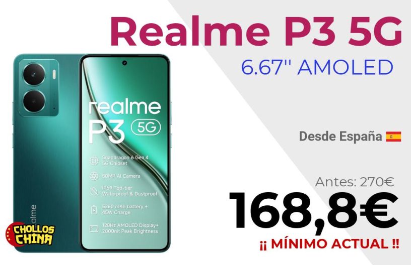 Realme P3 5G 6GB 128GB por 168,8€