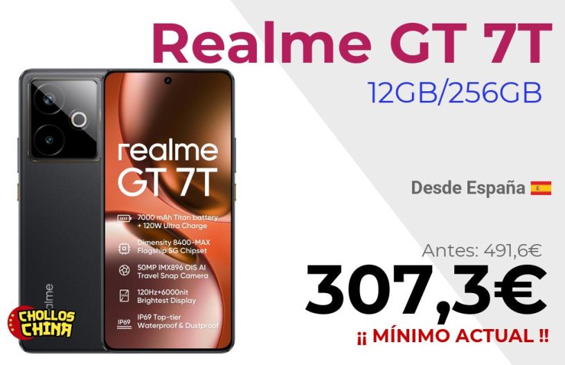 Realme GT 7T 12GB/256GB por 307,3€