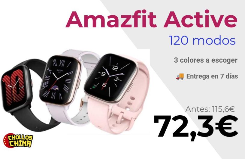 Reloj inteligente Amazfit Active por 72,3€