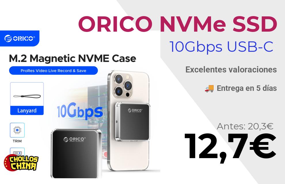 Carcasa magnética NVMe SSD ORICO por 12,7€