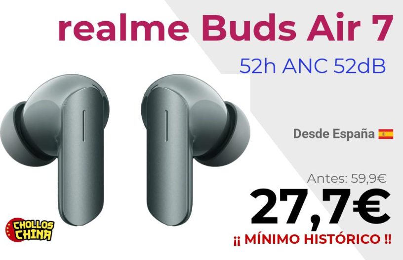 Auriculares realme Buds Air 7 por 27,7€