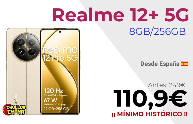 Realme 12+ 5G 8GB/256GB por 110,9€