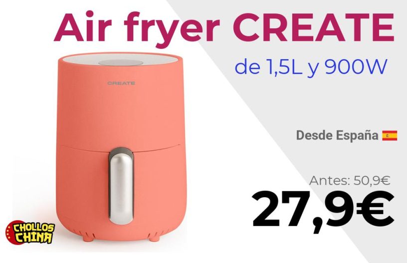 Freidora de aire Create 1,5L 900W por 27€