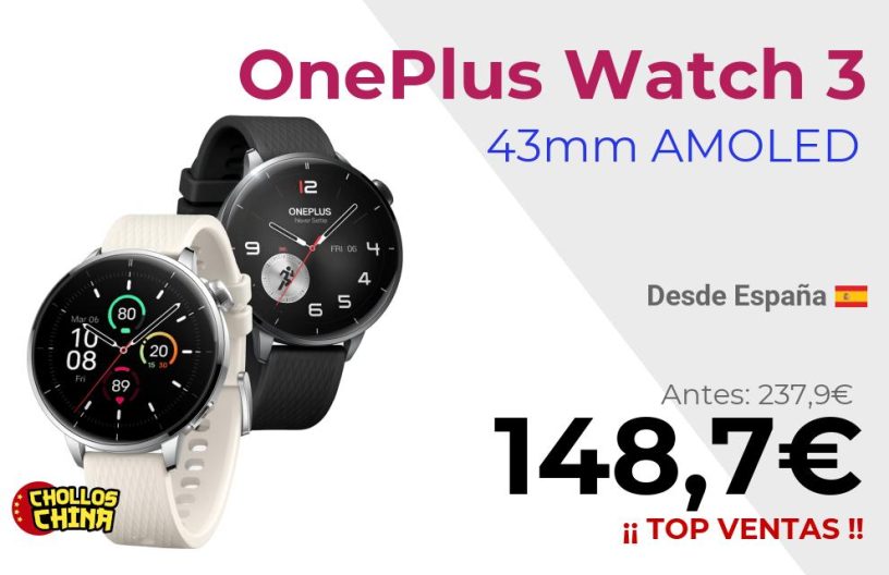 Smartwatch OnePlus Watch 3 por 148,7€