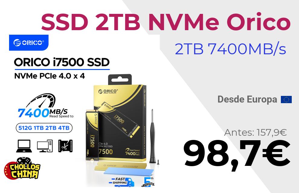 SSD interno ORICO PS5 2TB PCIe4.0 por 98,7€