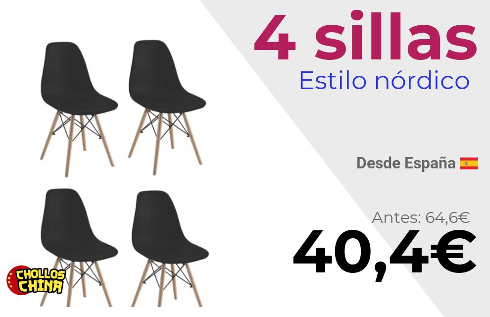 Pack de 4 sillas Dinamarca estilo nórdico por 40,4€