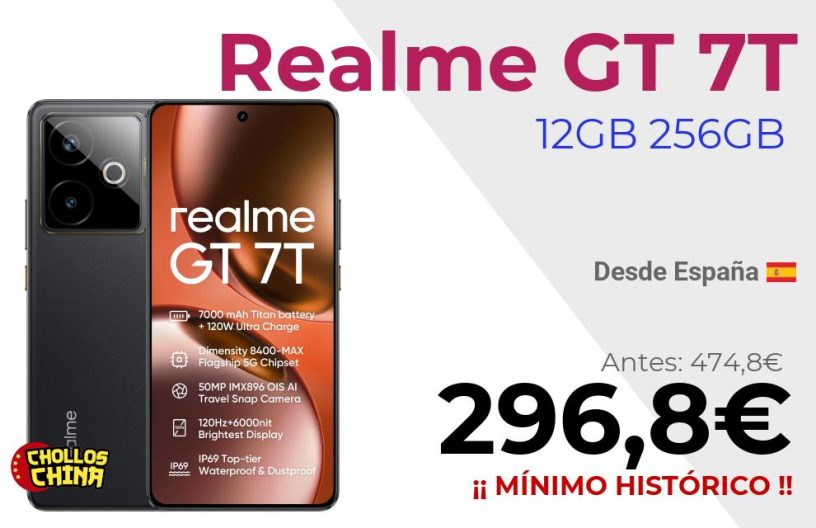 Realme GT 7T 5G 12GB 256GB por 296,8€