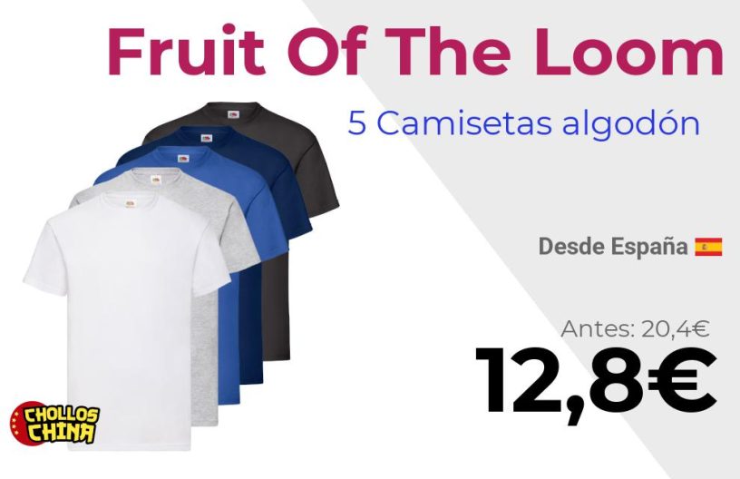 Pack 5 camisetas Fruit Of The Loom por 12,8€