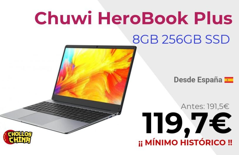 Portátil CHUWI HeroBook Plus 8GB 256GB por 119,7€