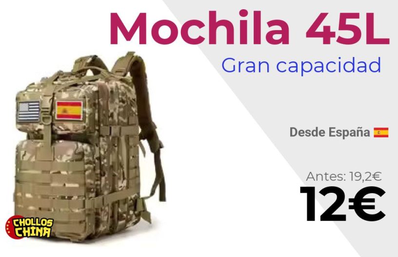 Mochila táctica militar 45L por 12€