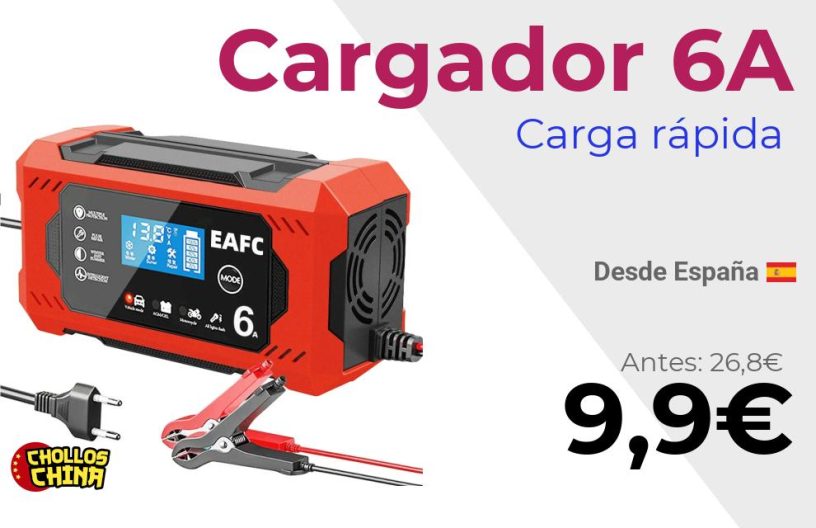 Cargador de batería inteligente 6A 12V por 9,9€