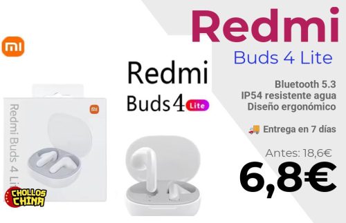 Auriculares TWS Redmi Buds 4 Lite por 6,8€