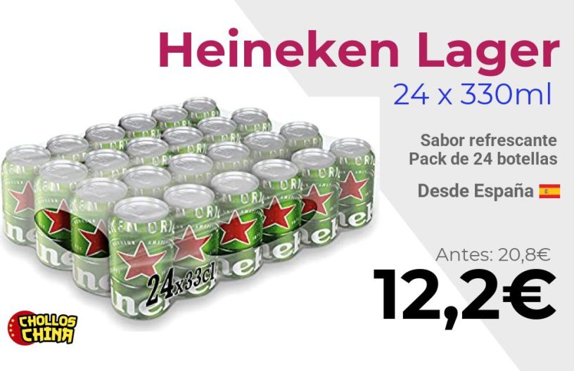Pack de cerveza lager Heineken por 12,2€