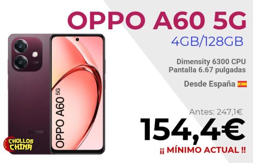 OPPO A60 5G 4GB/128GB por 154,4€