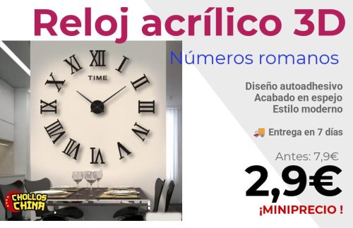 Reloj de pared digital acrílico 3D por 2,9€