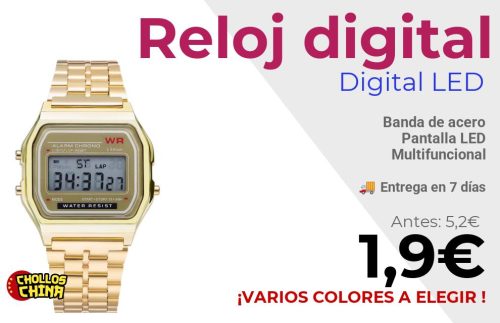 Reloj digital LED F91W por 1,9€